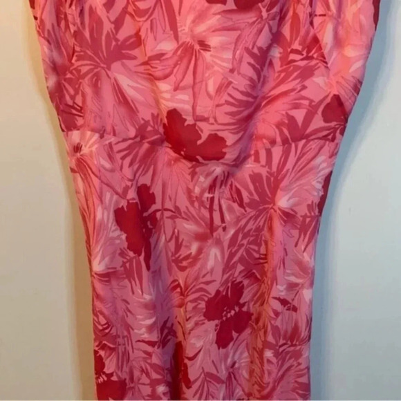 Adrianna Papell 100% Silk Pink Floral Midi Dress 14 - Picture 6 of 7